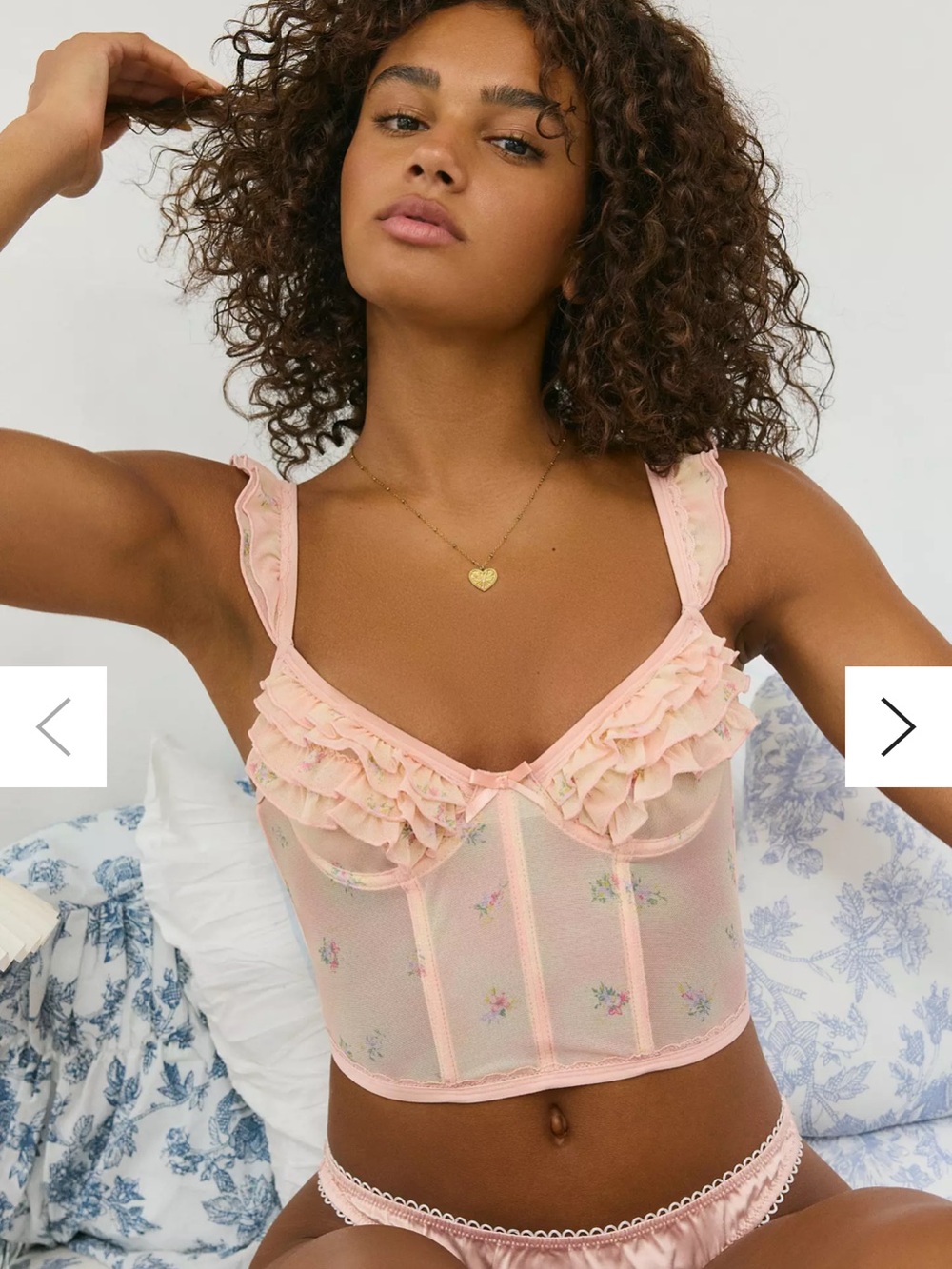 Urban Outfitters Out From Under Florence Ruffle Mesh Corset Top Size Xs NWT